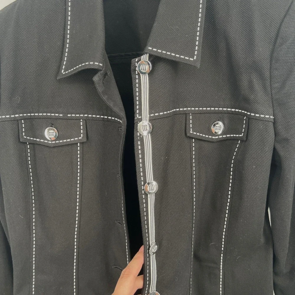 St. John Sport Black Trucker Jacket Paillettes Nautical‎ Ribbon Size M